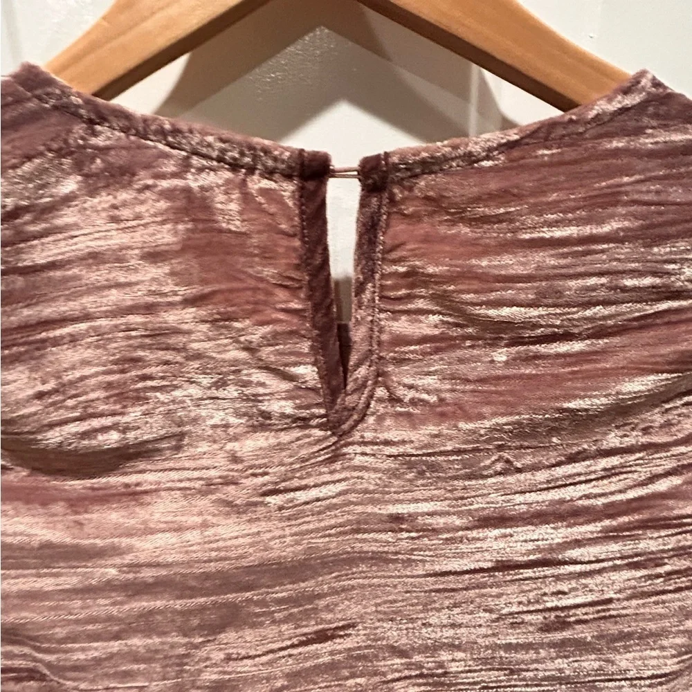 Melloday Ruffle Sleeve crinkle Velvet Mini Dress in Blush Size XS - Picture 5 of 12